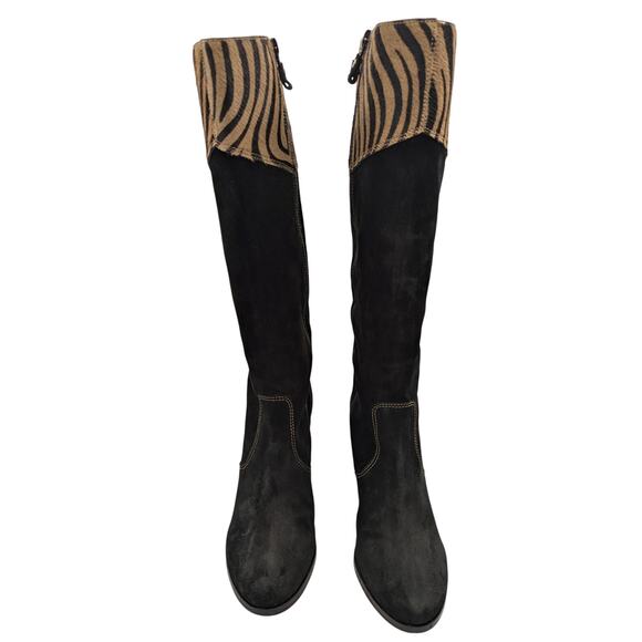 Grigiarancio By Calzaturificio Marco Black Suede/ Leather Heel Boots Size 6.5 - Picture 3 of 10